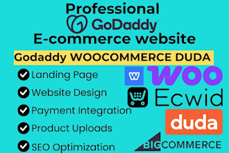 design responsive ecommerce website with godaddy woocommerce magento weebly duda