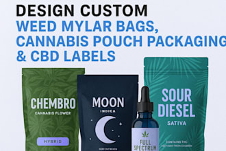 design custom weed mylar bags, cannabis pouch packaging and cbd labels