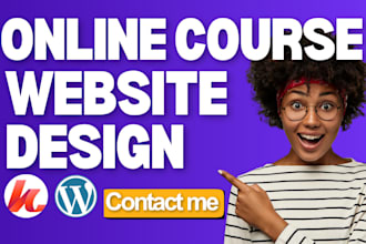 design lms course website on podia, kajabi, thinkific, teachable, or wordpress
