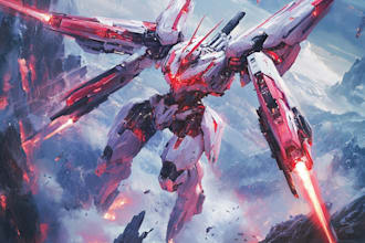 custom futuristic mecha robot character illustration art