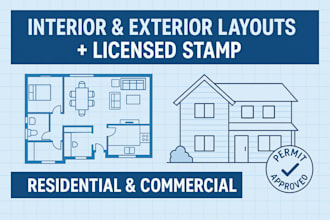 design interior and exterior layouts with official architecture stamp