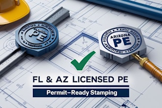review, stamp structural plans as licensed engineer in florida and arizona
