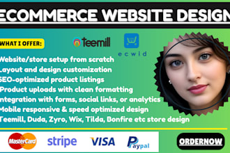 teemill duda bonfire carrd zyro tilda ecwid website design store customization