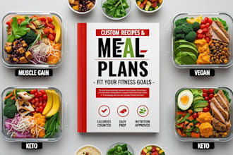 research and write your cookbook, recipes or diet meal plan, muscle gain
