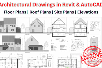 design architectural floor plans, roof site plans, elevation in revit autocad