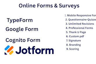 create jotform and google form or online survey form