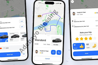 design modern taxi, truck, ride mobile app ui ux with figma