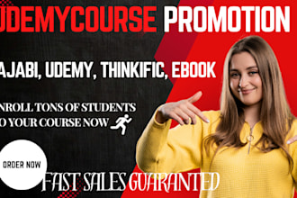 create online udemy course promotion, kajabi, thinkific course promotion