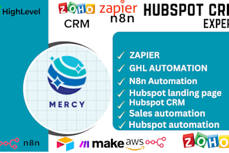 setup,automate,integrate hubspot, zoho crm, zoho books, zoho sites landing pages
