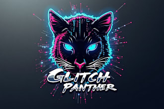 design outstanding glitch panther mascot logo with express delivery