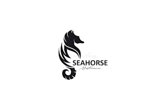 design a creative seahorse logo for marine or ocean brands