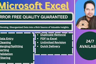 convert PDF to excel, clean, format, merge, split excel data