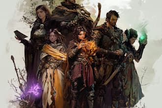 design a dnd art, fantasy sci fi character, and dnd party illustration