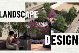 do 3d realistic landscape design, garden, backyard,