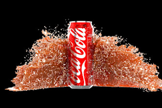 render 3d product can design, water splash, beverages label,3d mockup, animation