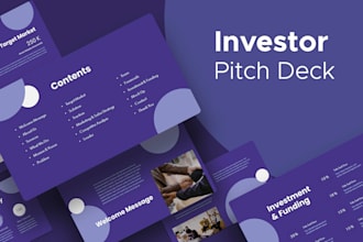 design branded startup pitch, deck investor slide deck or business presentation