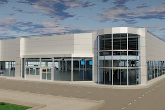 design 3d carwash, car care center, automobile showroom , bike room