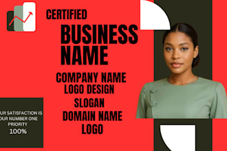 create unique brand name business name product name slogan and logo