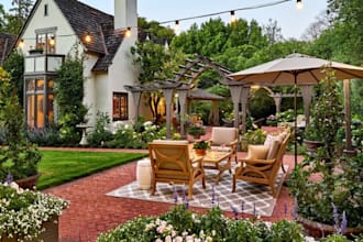 do backyard landscape design, garden, pool, and patio design