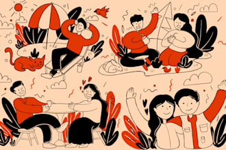 draw custom doodle art line art illustration