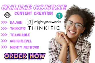 design an online course website on thinkific teachable kajabi membervault podia
