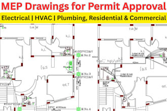do electrical hvac, plumbing mep drawing, commercial and residential permit plan