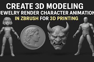 create 3d jewelry modeling character animation  zbrush sculpt for 3d printing