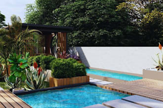 do landscape design,3d garden, 3d pool,3d patio design,