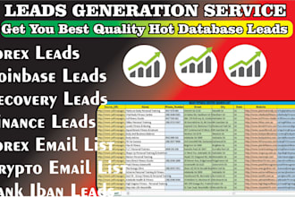 deliver quality forex leads, coinbase leads, crypto leads, binance bank leads
