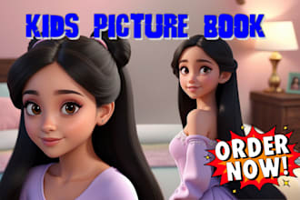 do children story book illustration, kids picture book