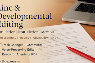 format, line and developmental edit fantasy, romance,ya, sci fi, memoir, mystery