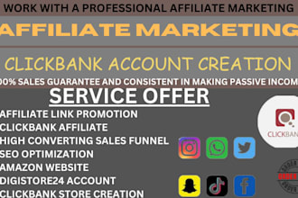 promote clickbank, shopify, amazon affiliate marketing and sales funnels