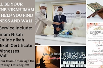 be your online nikah imam and assist with witness and wali arrangements