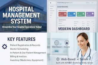 develop a custom hospital management system in aspnet