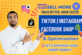 optimize tiktok shop, facebook shop, instagram shop, pixel set up integration