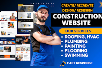 design construction plumbing roofing flooring hvac website swimming pool website