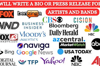 write a bio or press release for artists and bands