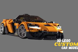 3d lego model, lego set design, lego moc, lego car, or bike with instructions