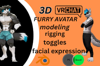 create vrchat avatar furry avatar vrc character 3d model