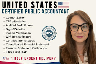 prepare CPA audited financial statement, sign US CPA letter expense ratio letter