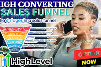build custom gohighlevel sales funnel, ai agent calling, clickfunnel, kartra