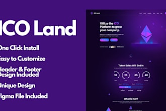 create a stunning ico website, crypto presale landing page, and token site
