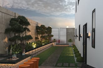 design amazing 3d backyard,landscape garden,patio,terrace,fireplace,seating area