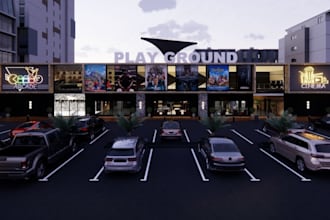 buildup 3d cinema arcade,playground,event center, game arcade,3d stage rendering