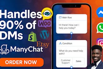 automate facebook ,whatsapp ,instagram social media with manychat bots