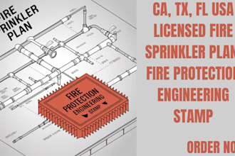 ca, tx, fl usa licensed fire sprinkler plan, fire protection engineering stamp