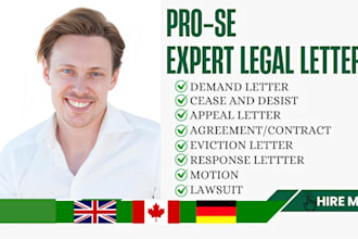 draft lawsuits, motions, appeals, legal notices, complaints and petitions