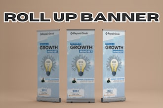 design roll up banner, pull up, pop up, signage or x banner