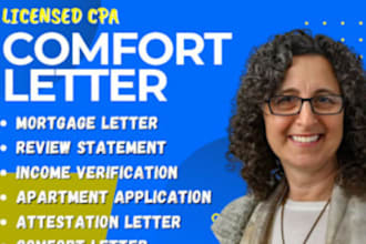 usa mortgage letter, financial statement, CPA comfort letter, income verificatio