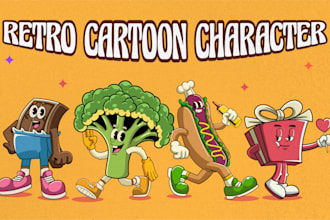 create vintage retro cartoon mascot character illustration